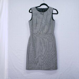 J. Crew Black & White Houndstooth Pattern Wool Blend Business Sheath Mid Dress 6